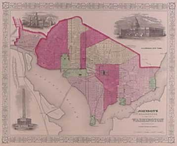 1865 Johnson Hand colored Litho Washington DC